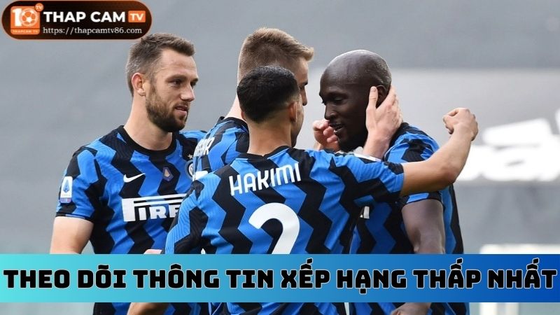 Theo dõi thông tin xếp hạng thấp nhất của các đội bóng