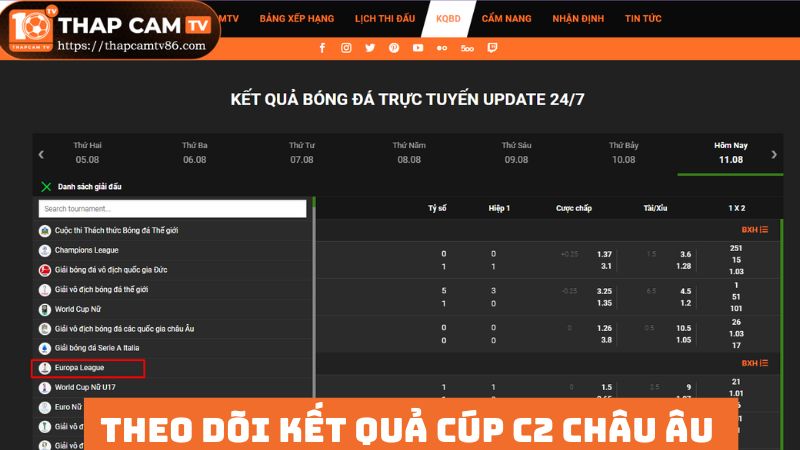 Thapcamtv cung cấp kết quả cúp C2 uy tín hàng đầu 