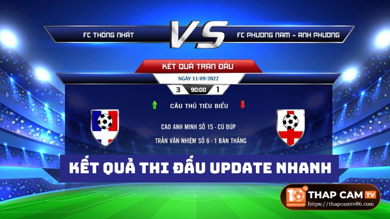 Chuyên mục kết quả thi đấu update nhanh ngay sau khi trận đấu kết thúc